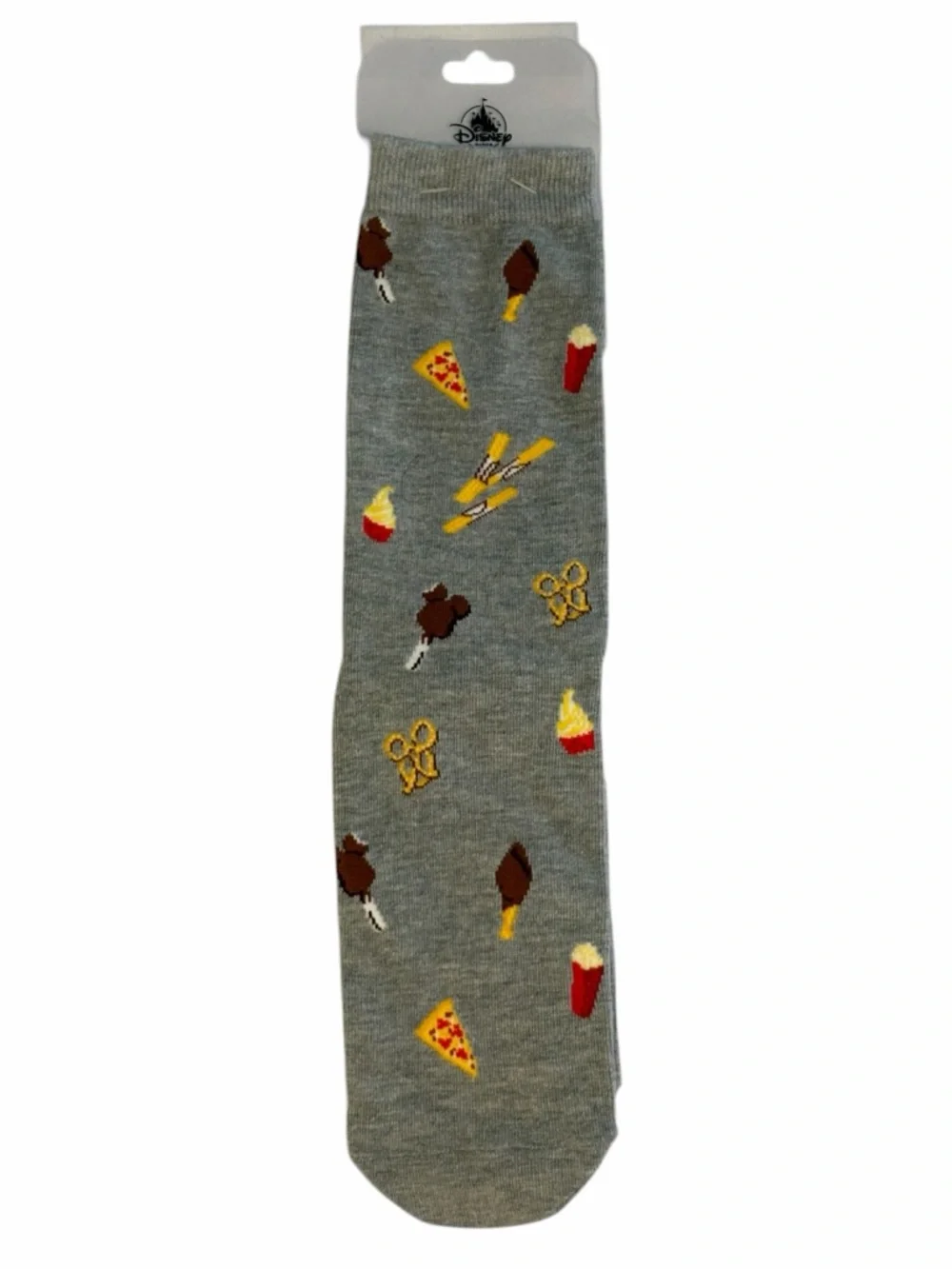 Disney Park Novelty Socks. Grey with food icons. NWT